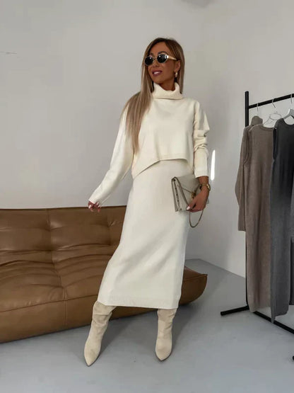 Olivia - Rollneck Midi Dress set