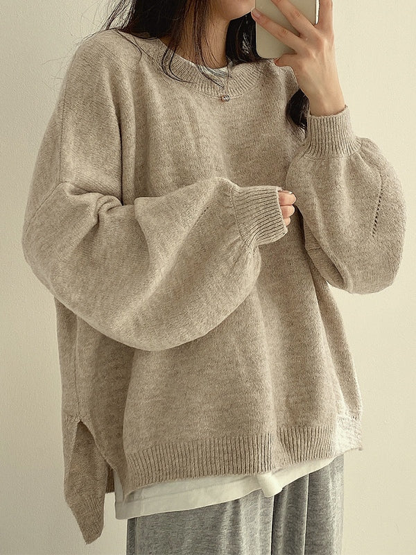Amelia - Vintage Solid Knit Sweater