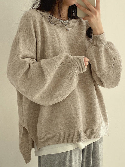 Amelia - Vintage Solid Knit Sweater