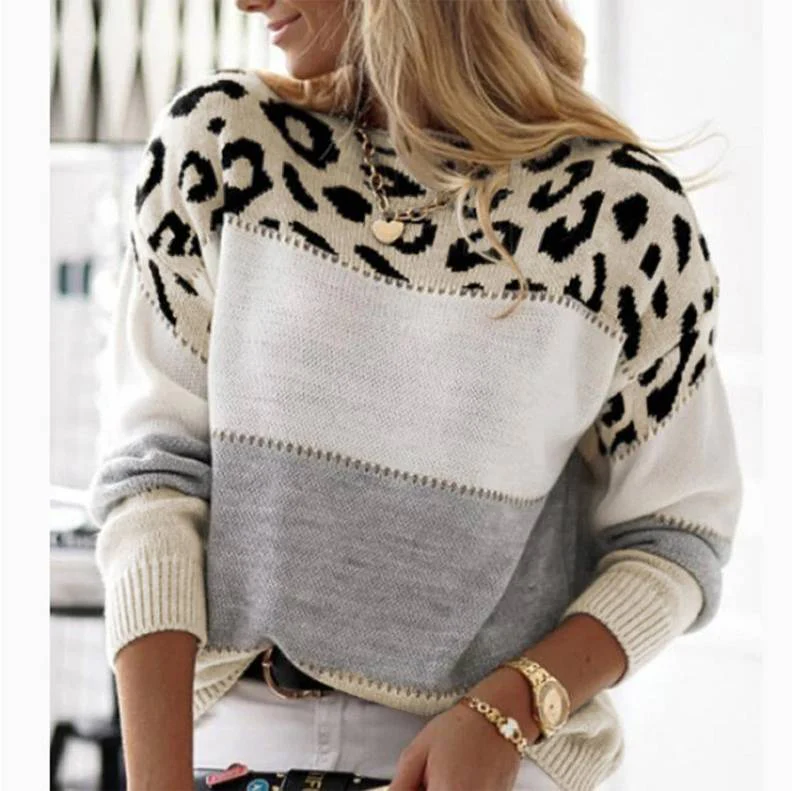 Amelia - Casual Leopard Print Sweater