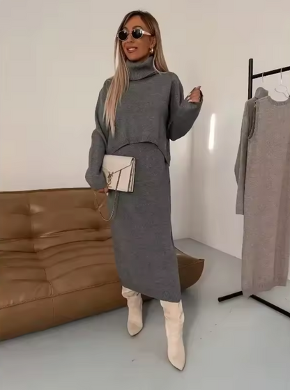 Olivia - Rollneck Midi Dress set