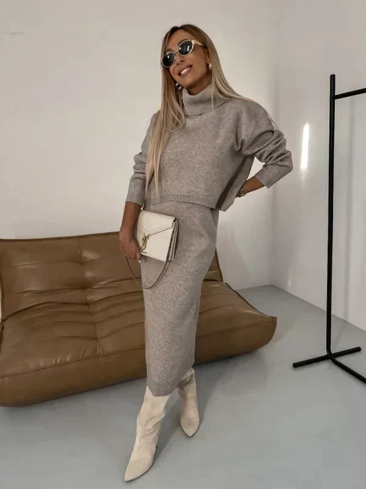 Olivia - Rollneck Midi Dress set