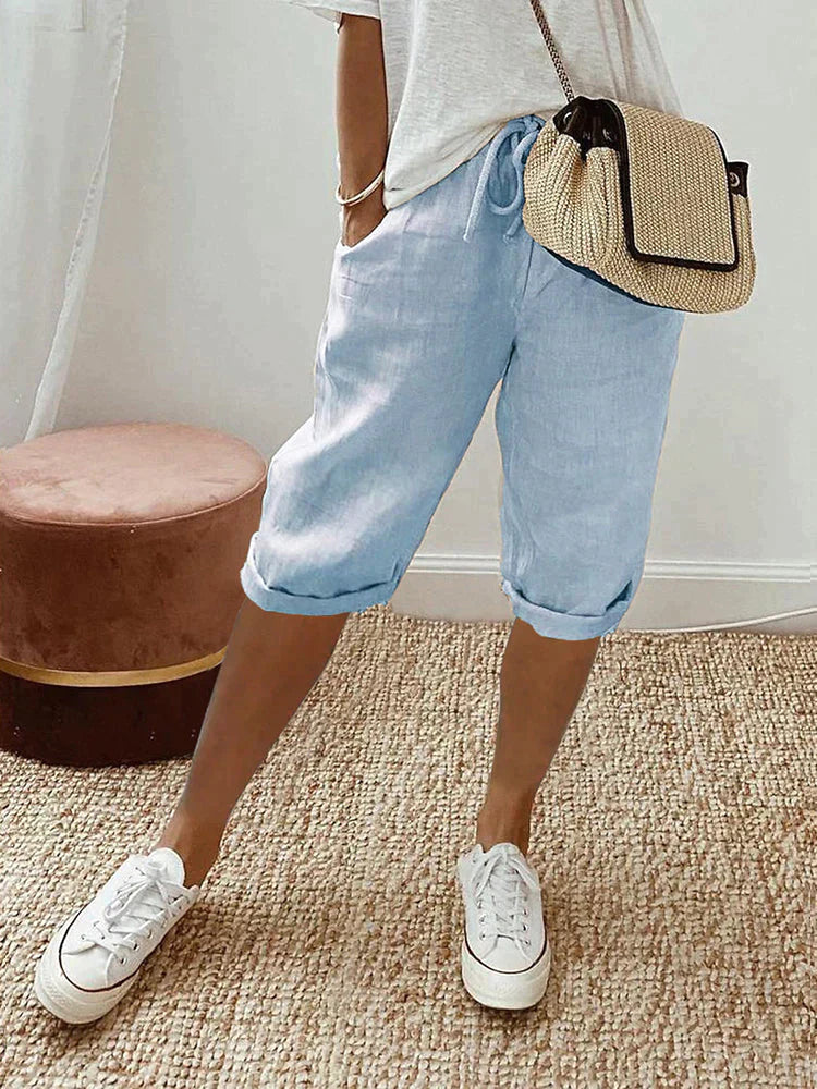 Chloe - Light Cotton-Linen Shorts