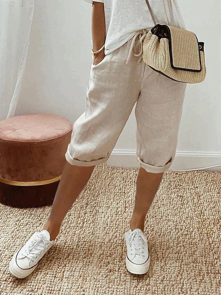 Chloe - Light Cotton-Linen Shorts